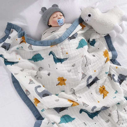 Baby Blanket Cotton 6 Layers Newborn Swaddle Blanket Cartoon High-Density Breathable Children'S Blanket