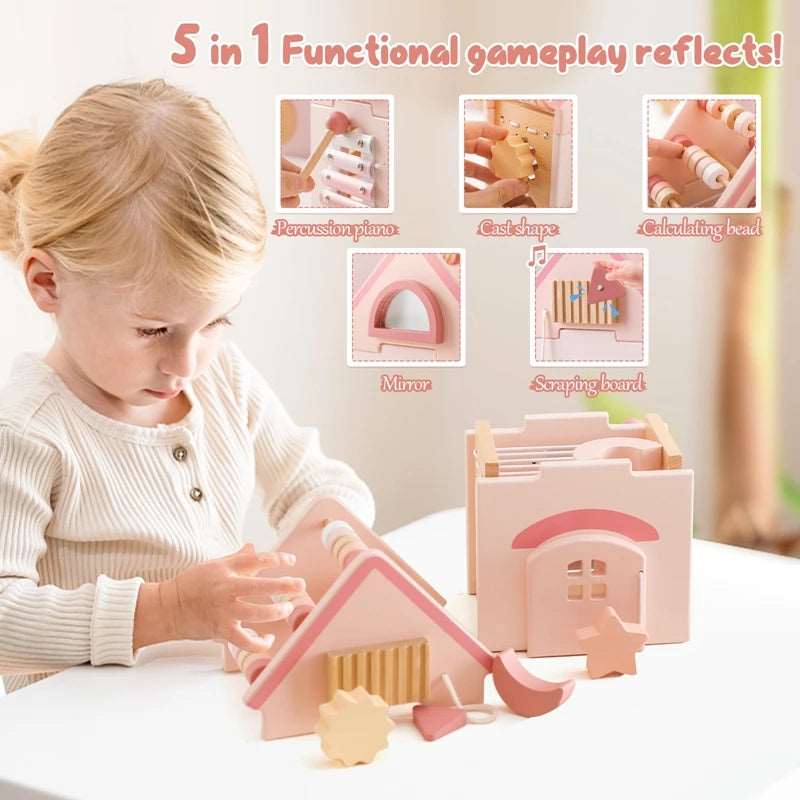 Baby Wooden Constructor Toys House Building Blocks Montessori Educational Toys Children Stacking Wooden Blocks Baby Accessories