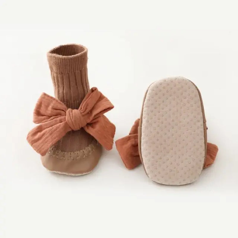 Spring Autumn Baby Girls Socks Newborn Baby Bowknot Socks Infant Baby Socks anti Slip Soft Cotton Floor Sock Shoes