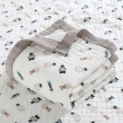 Baby Blanket Cotton 6 Layers Newborn Swaddle Blanket Cartoon High-Density Breathable Children'S Blanket