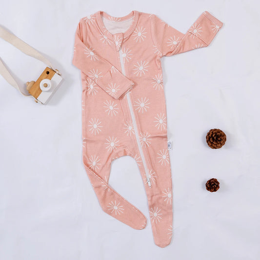 Bamboo Cotton Long Sleeve Baby Footed Pajama Jumpsuit