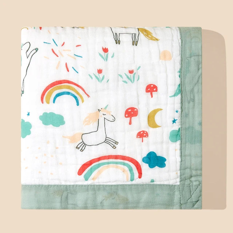 Baby Blanket Cotton 6 Layers Newborn Swaddle Blanket Cartoon High-Density Breathable Children'S Blanket