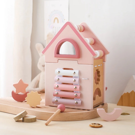 Baby Wooden Constructor Toys House Building Blocks Montessori Educational Toys Children Stacking Wooden Blocks Baby Accessories