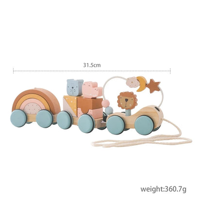 Wooden Train Montessori Educational Trolley Toys 