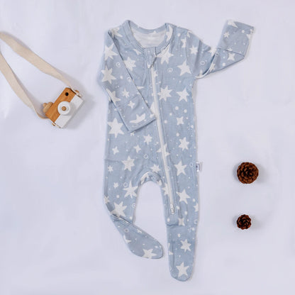 Bamboo Cotton Long Sleeve Baby Footed Pajama Jumpsuit