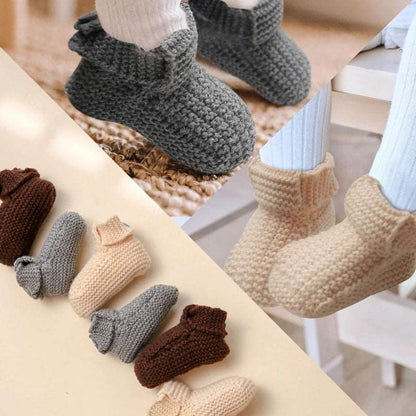 1 Pairs Unisex Newborn First Walkers Cute Crib Shoes Girl Boy Handmade Knit Sock Shoes Baby Crochet Knit Toddler Shoes Infant