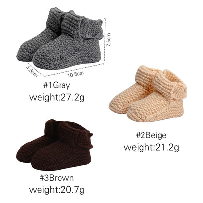 1 Pairs Unisex Newborn First Walkers Cute Crib Shoes Girl Boy Handmade Knit Sock Shoes Baby Crochet Knit Toddler Shoes Infant