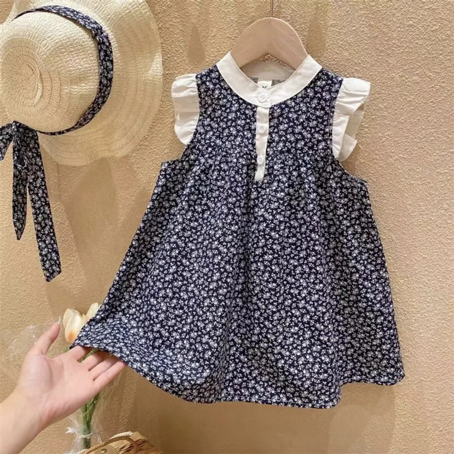 Flower print cotton girls dresses