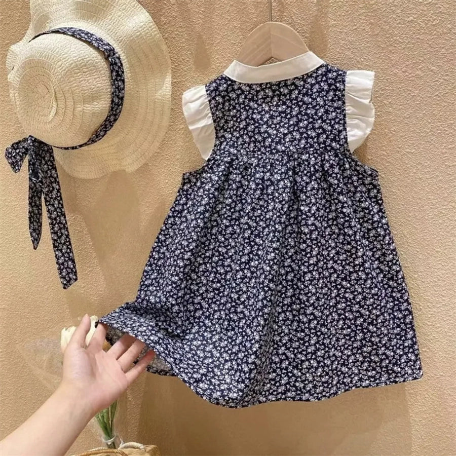 Flower print cotton girls dresses